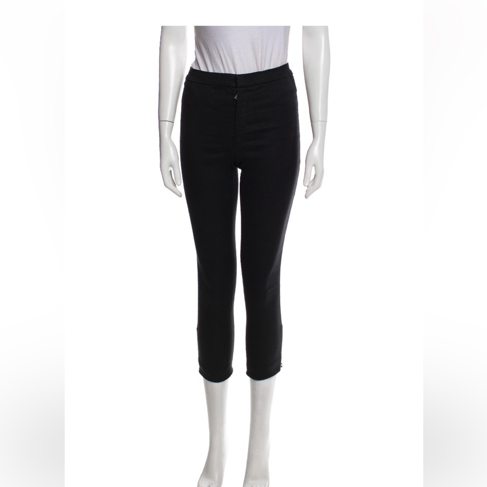 Isabel Marant Black Linen Pants Crop Ankle Skinny Trousers Mid Rise Size 2